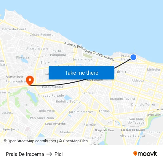 Praia De Iracema to Pici map