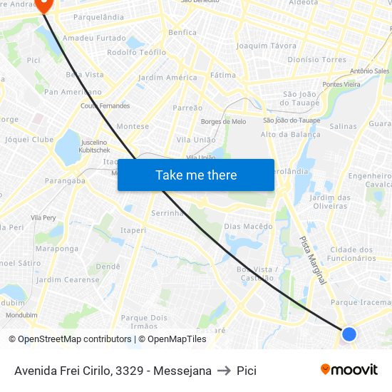Avenida Frei Cirilo, 3329 - Messejana to Pici map