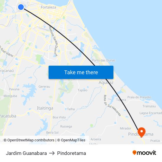 Jardim Guanabara to Pindoretama map