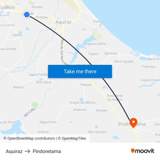 Aquiraz to Pindoretama map
