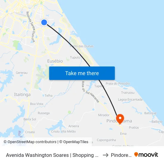 Avenida Washington Soares | Shopping Via Sul - Sapiranga to Pindoretama map