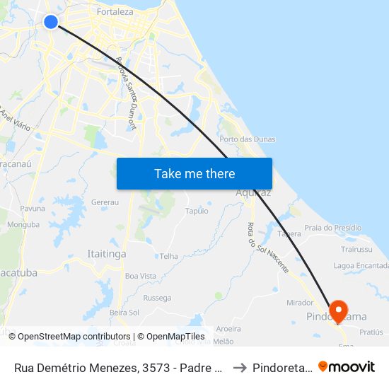 Rua Demétrio Menezes, 3573 - Padre Andrade to Pindoretama map