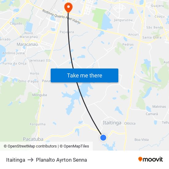 Itaitinga to Planalto Ayrton Senna map