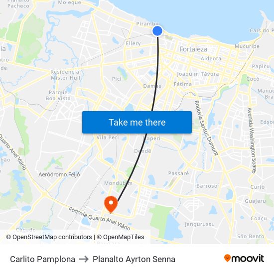 Carlito Pamplona to Planalto Ayrton Senna map