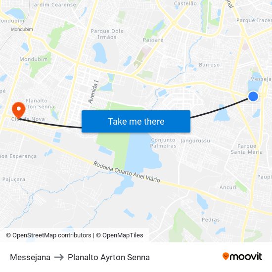 Messejana to Planalto Ayrton Senna map