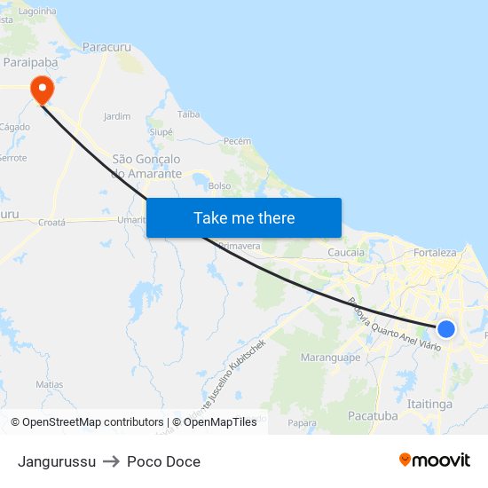 Jangurussu to Poco Doce map