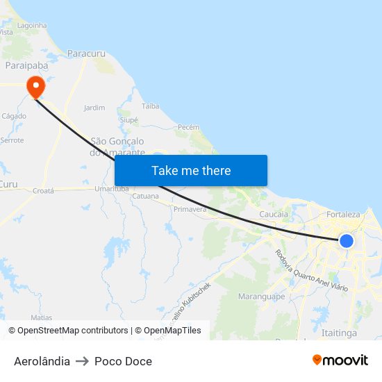 Aerolândia to Poco Doce map