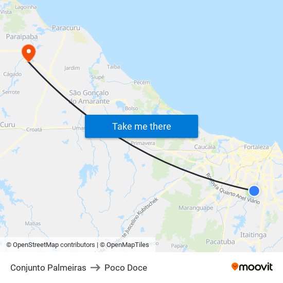 Conjunto Palmeiras to Poco Doce map