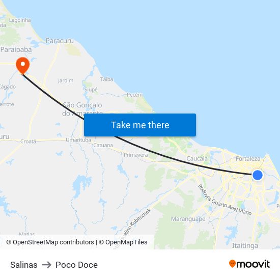 Salinas to Poco Doce map