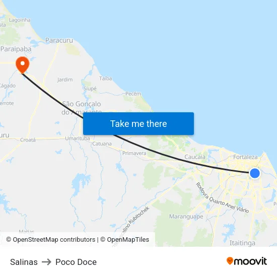 Salinas to Poco Doce map