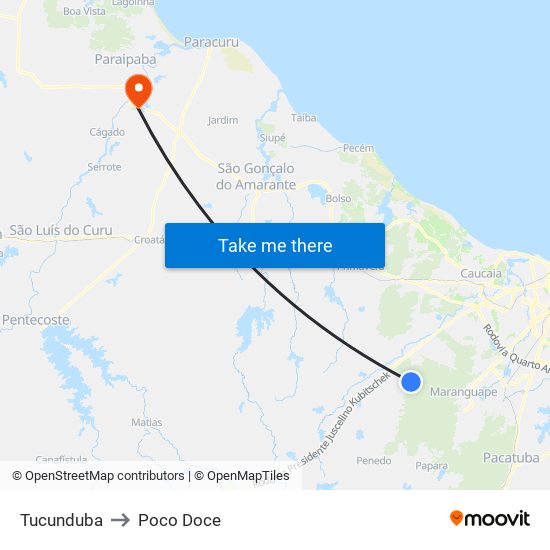Tucunduba to Poco Doce map