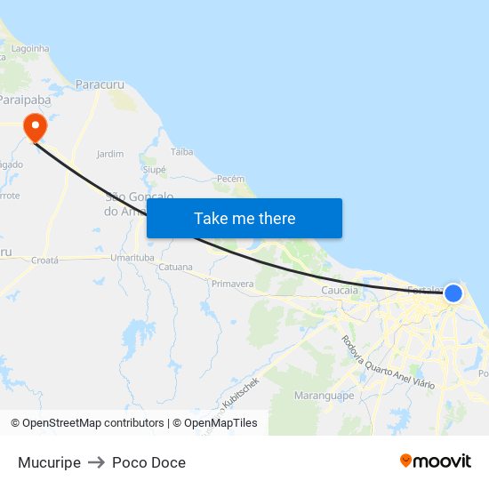 Mucuripe to Poco Doce map