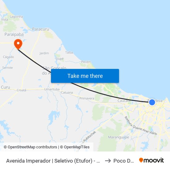 Avenida Imperador | Seletivo (Etufor) - Centro to Poco Doce map
