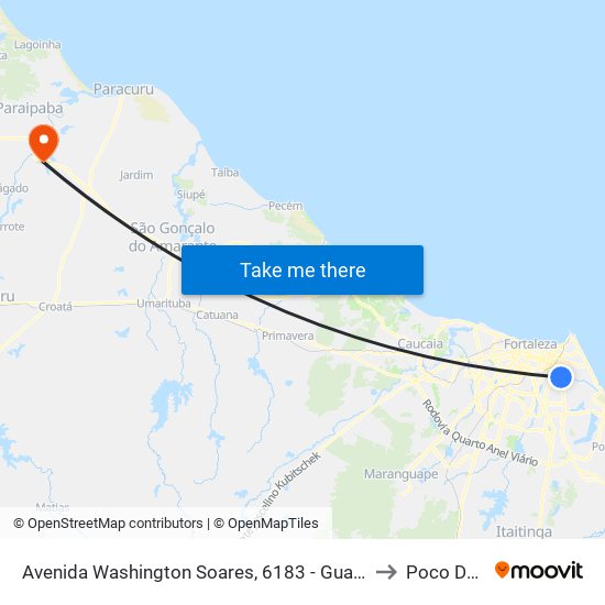 Avenida Washington Soares, 6183 - Guararapes to Poco Doce map