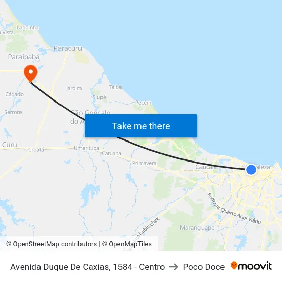 Avenida Duque De Caxias, 1584 - Centro to Poco Doce map