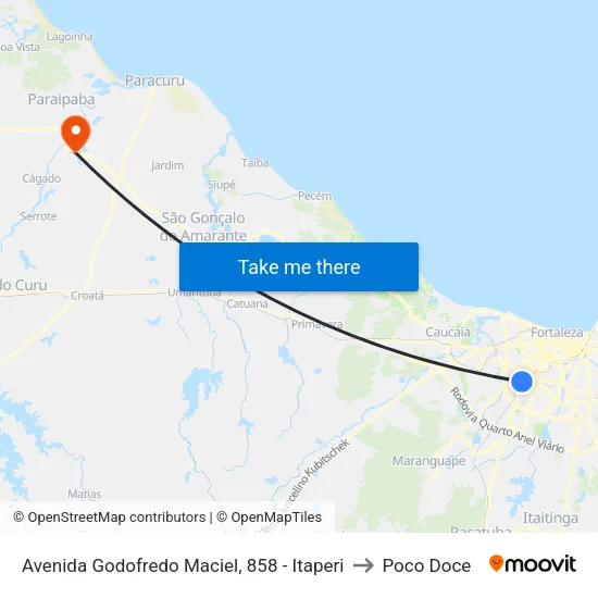 Avenida Godofredo Maciel, 858 - Itaperi to Poco Doce map