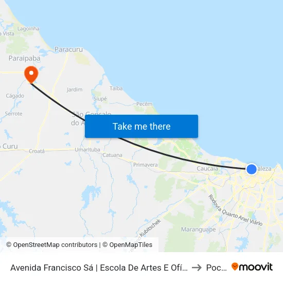 Avenida Francisco Sá | Escola De Artes E Ofícios Thomaz Pompeu Sobrinho - Jacarecanga to Poco Doce map