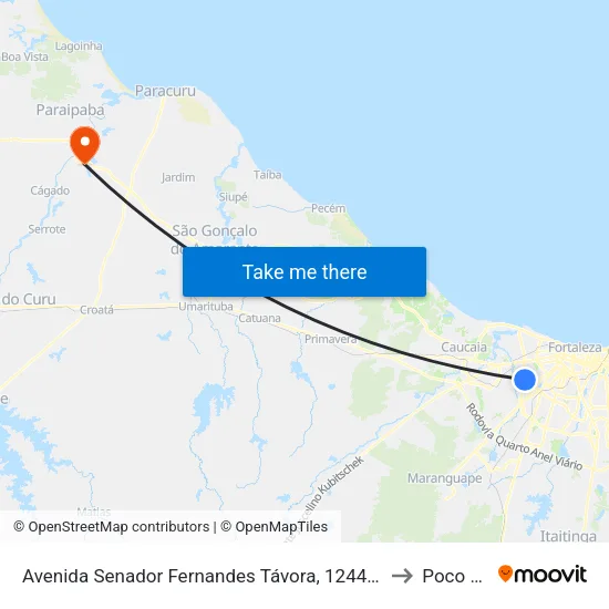 Avenida Senador Fernandes Távora, 1244 - Henrique Jorge to Poco Doce map
