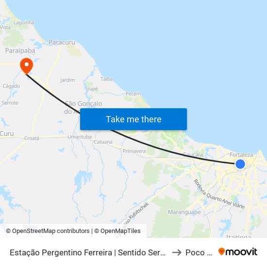 Estação Pergentino Ferreira | Sentido Sertão (Brt Fortaleza) to Poco Doce map