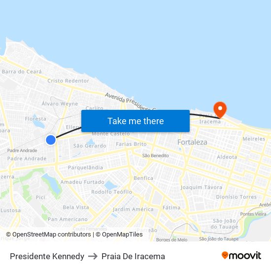 Presidente Kennedy to Praia De Iracema map