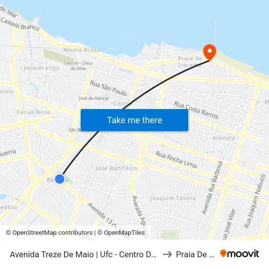 Avenida Treze De Maio | Ufc - Centro De Humanidades - Benfica to Praia De Iracema map