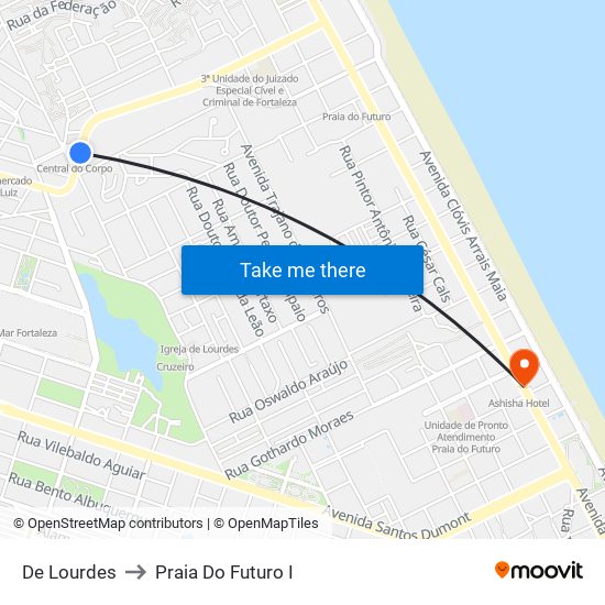 De Lourdes to Praia Do Futuro I map