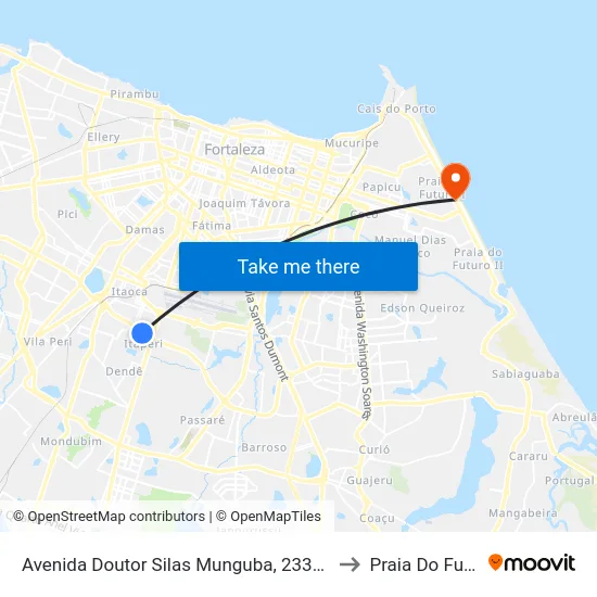 Avenida Doutor Silas Munguba, 2333 - Serrinha to Praia Do Futuro I map