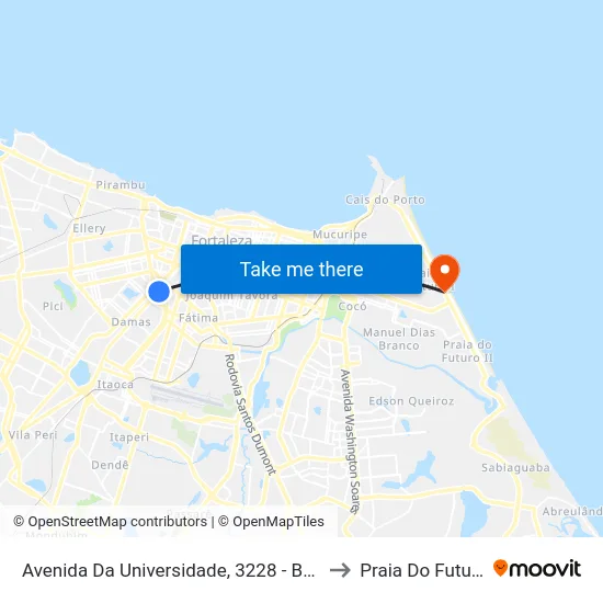 Avenida Da Universidade, 3228 - Benfica to Praia Do Futuro I map