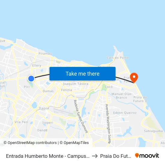 Entrada Humberto Monte - Campus Do Pici to Praia Do Futuro I map