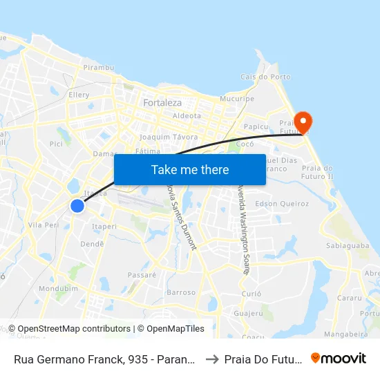 Rua Germano Franck, 935 - Parangaba to Praia Do Futuro I map
