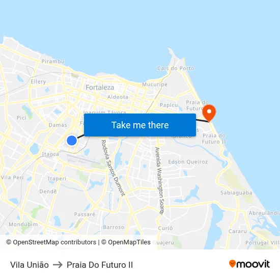 Vila União to Praia Do Futuro II map