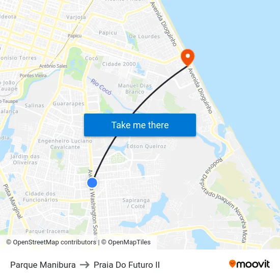 Parque Manibura to Praia Do Futuro II map