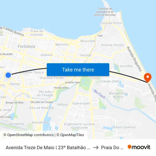 Avenida Treze De Maio | 23º Batalhão De Caçadores - Fátima to Praia Do Futuro II map