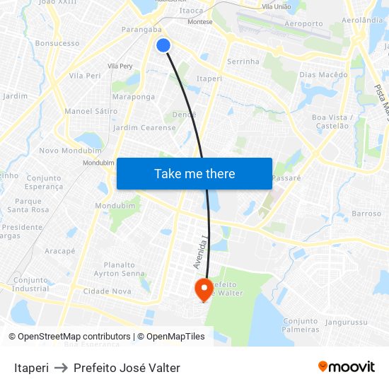 Itaperi to Prefeito José Valter map