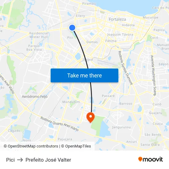 Pici to Prefeito José Valter map