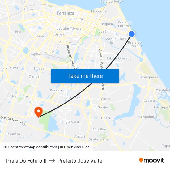 Praia Do Futuro II to Prefeito José Valter map