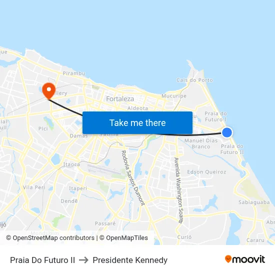 Praia Do Futuro II to Presidente Kennedy map