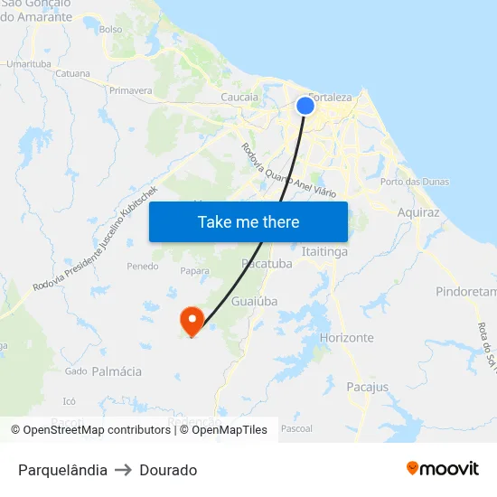 Parquelândia to Dourado map