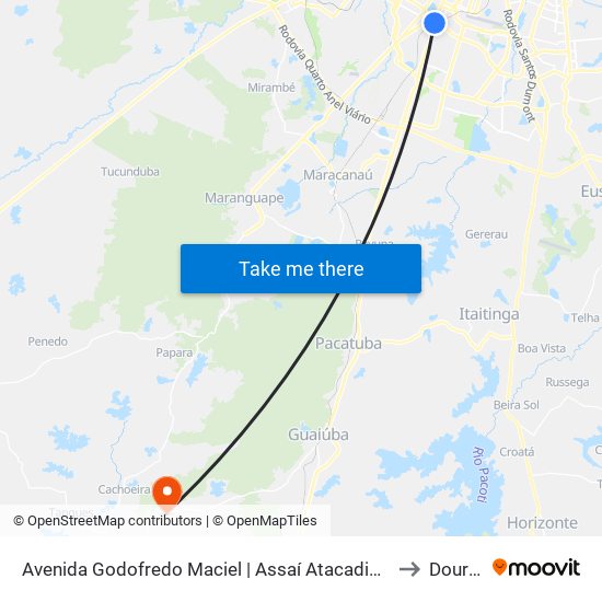 Avenida Godofredo Maciel | Assaí Atacadista - Parangaba to Dourado map