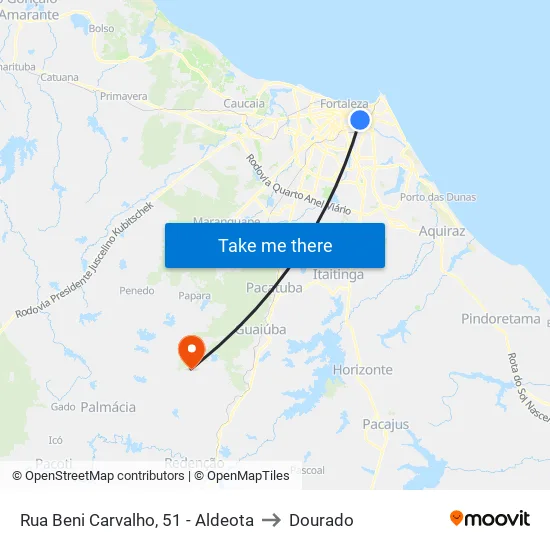 Rua Beni Carvalho, 51 - Aldeota to Dourado map
