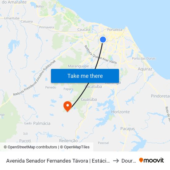 Avenida Senador Fernandes Távora | Estácio - Jóquei Clube to Dourado map