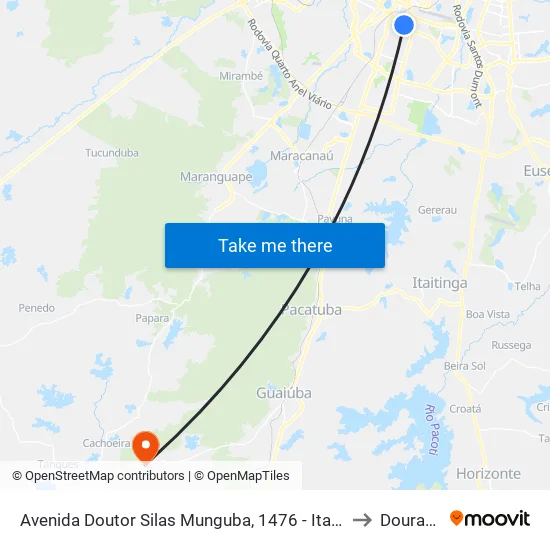 Avenida Doutor Silas Munguba, 1476 - Itaperi to Dourado map