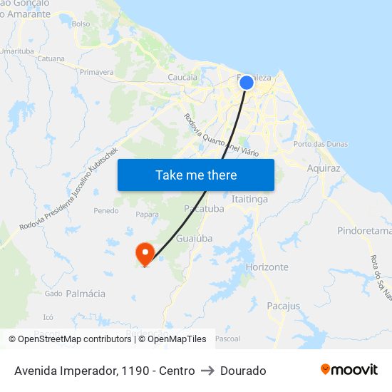 Avenida Imperador, 1190 - Centro to Dourado map