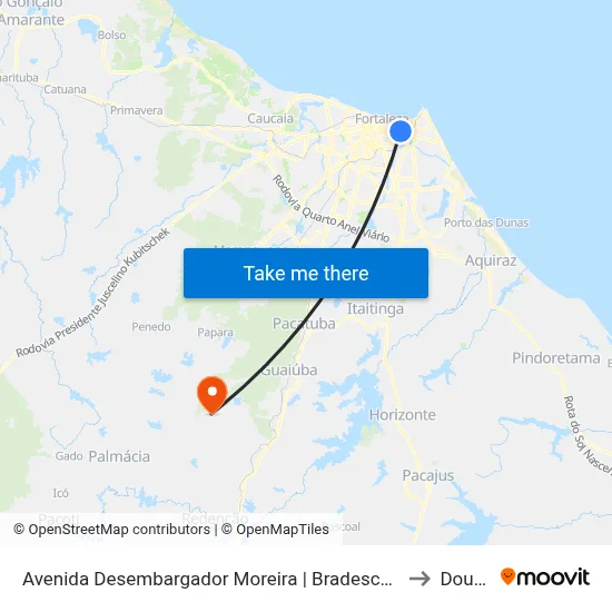 Avenida Desembargador Moreira | Bradesco Seguros - Aldeota to Dourado map