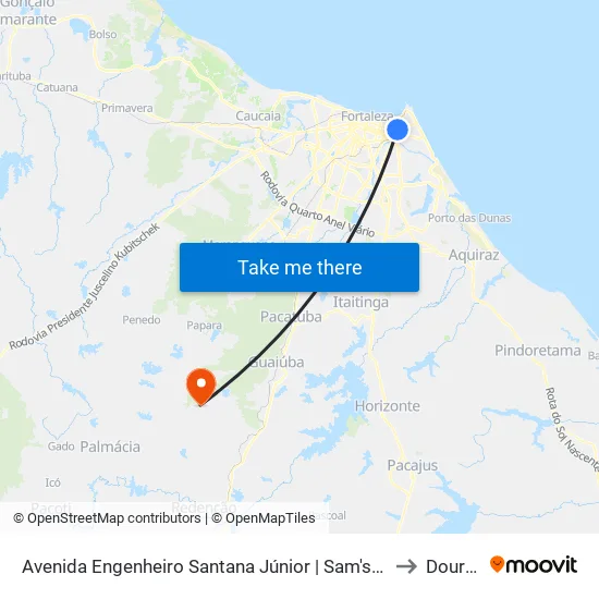 Avenida Engenheiro Santana Júnior | Sam's Club - Papicu to Dourado map