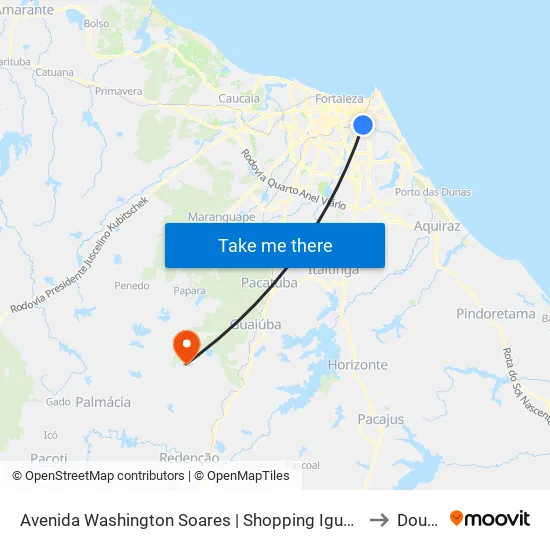 Avenida Washington Soares | Shopping Iguatemi - Edson Queiroz to Dourado map