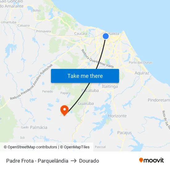 Padre Frota - Parquelândia to Dourado map