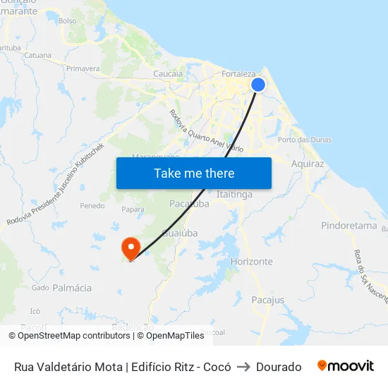Rua Valdetário Mota | Edifício Ritz - Cocó to Dourado map