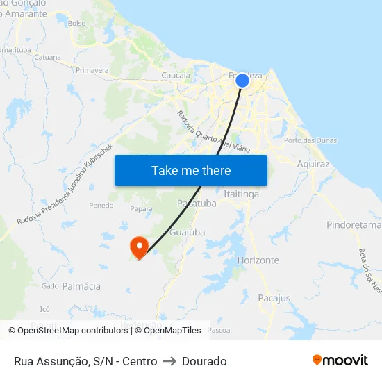 Rua Assunção, S/N - Centro to Dourado map