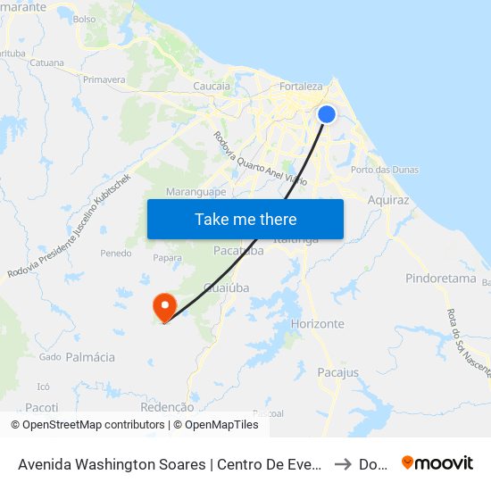 Avenida Washington Soares | Centro De Eventos Do Ceará - Edson Queiroz to Dourado map